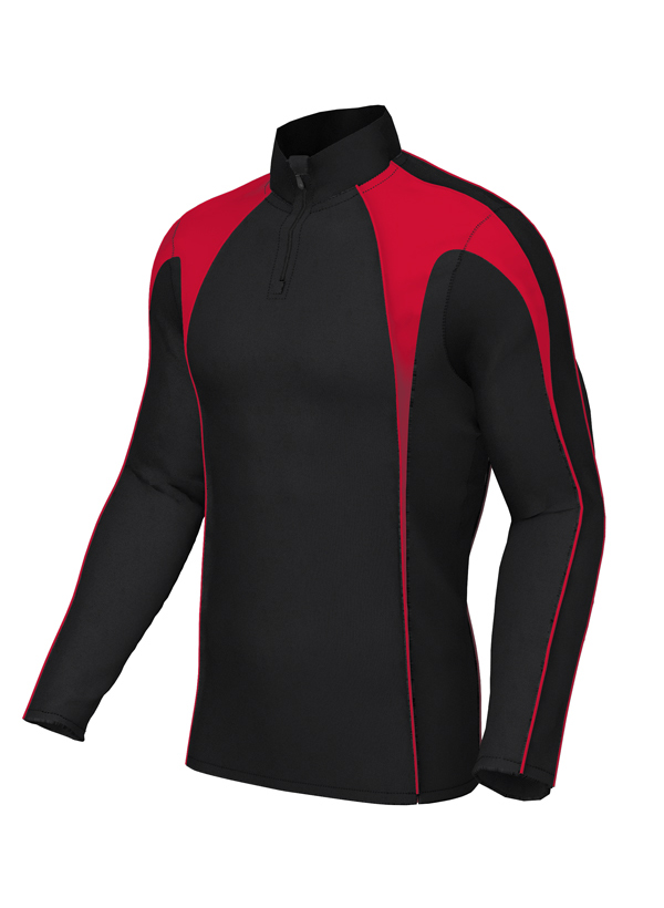 Overhead Quarter Zip fleece lined Black red