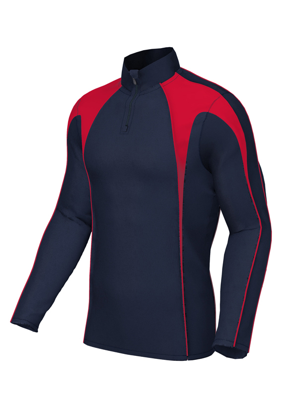 Overhead Quarter Zip fleece lined Navy red