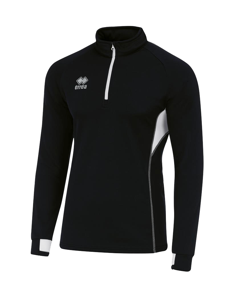 Errea Running Quarter Zip rear zip pocket black white