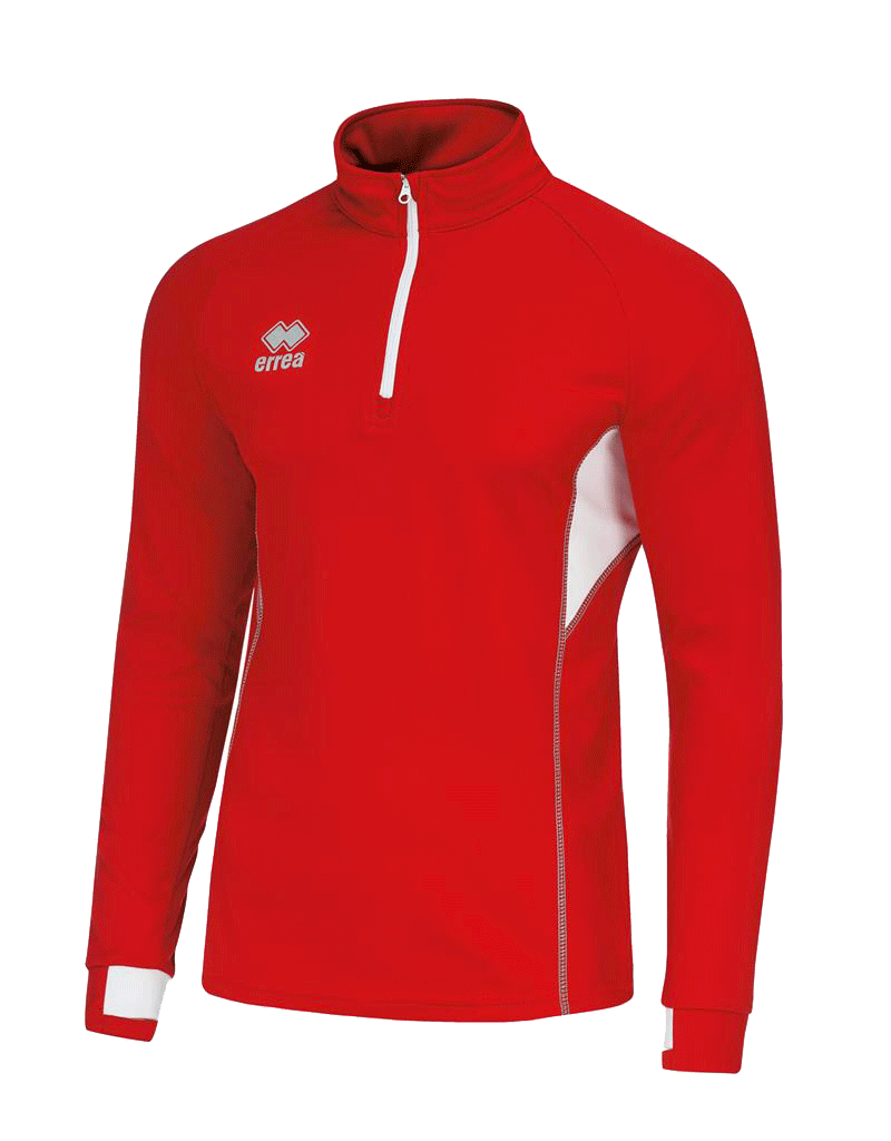 Errea Running Quarter Zip rear zip pocket red white